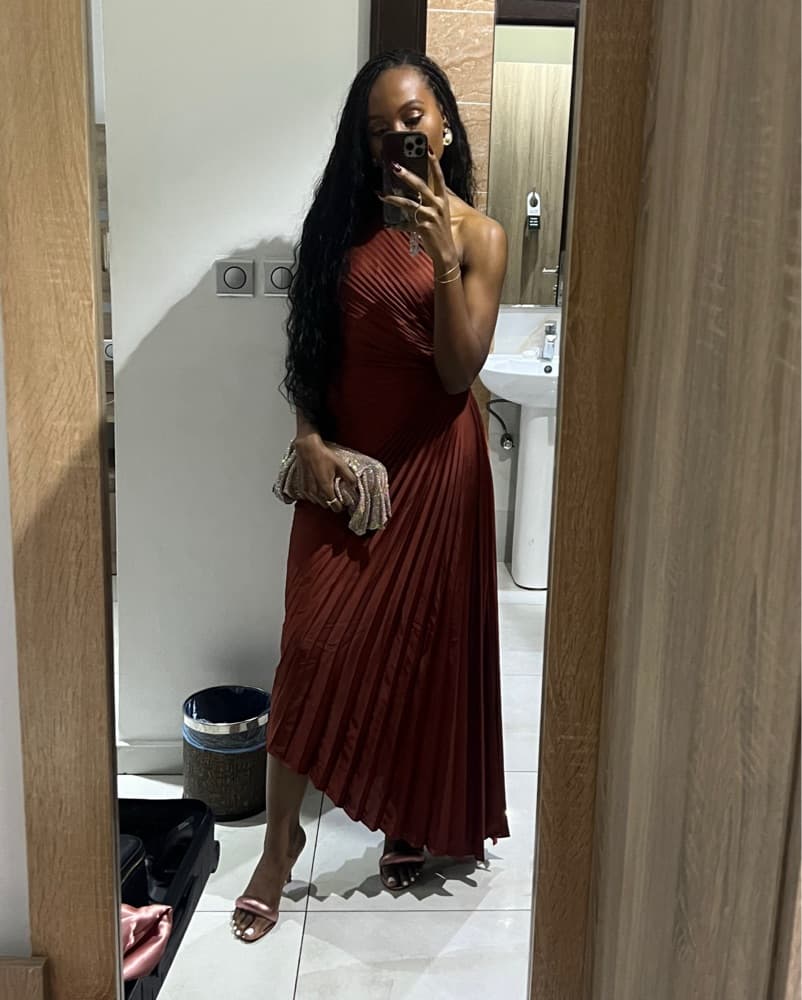 A.L.C. DELFINA ONE-SHOULDER PLISSÉ MAXI  - Image 1