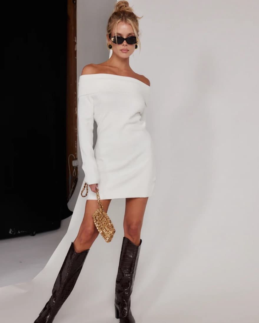 12th Tribe Off-The-Shoulder Knit Mini - Image 3