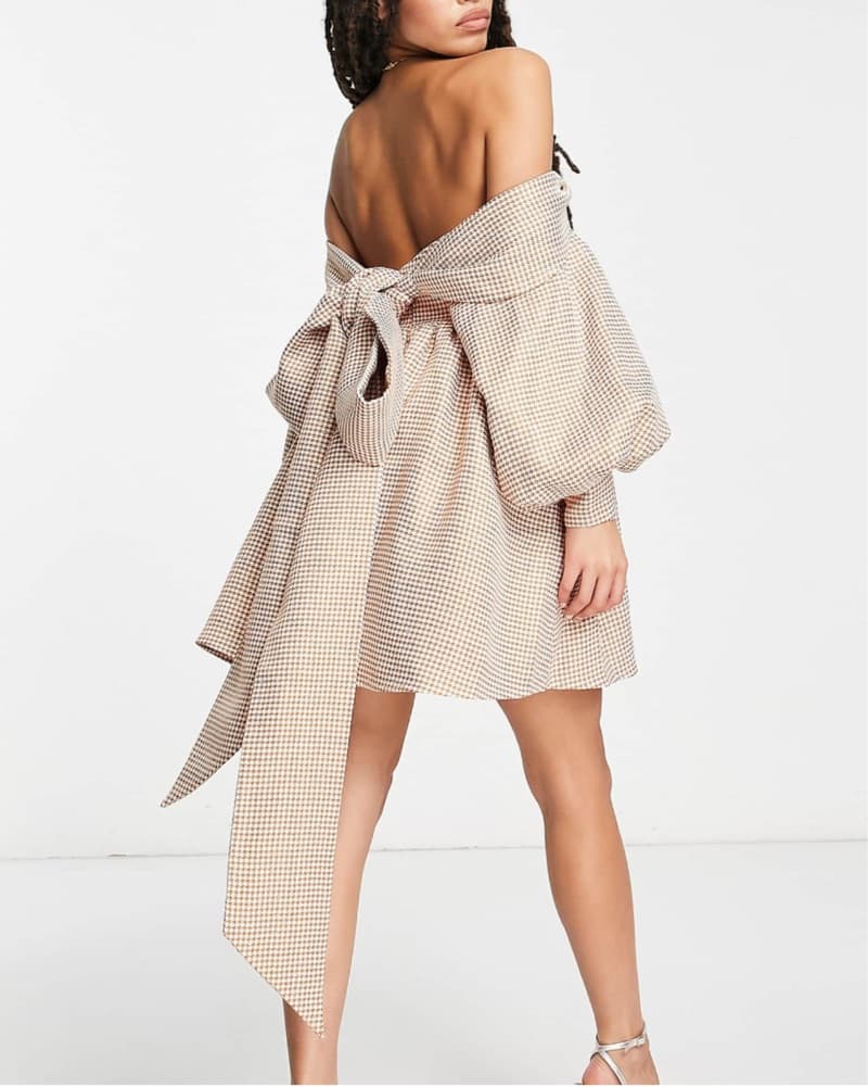 Gingham Off-Shoulder Dress - Image 2