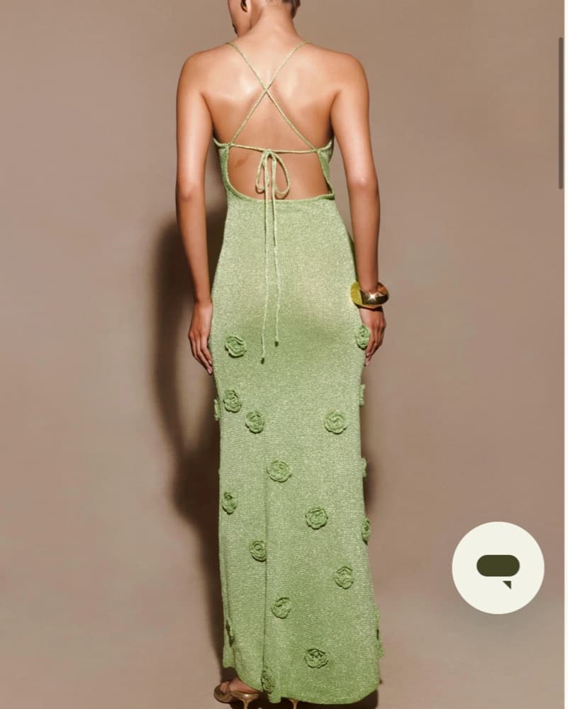 Metallic Knit Maxi Dress - Pastel Green - Image 3