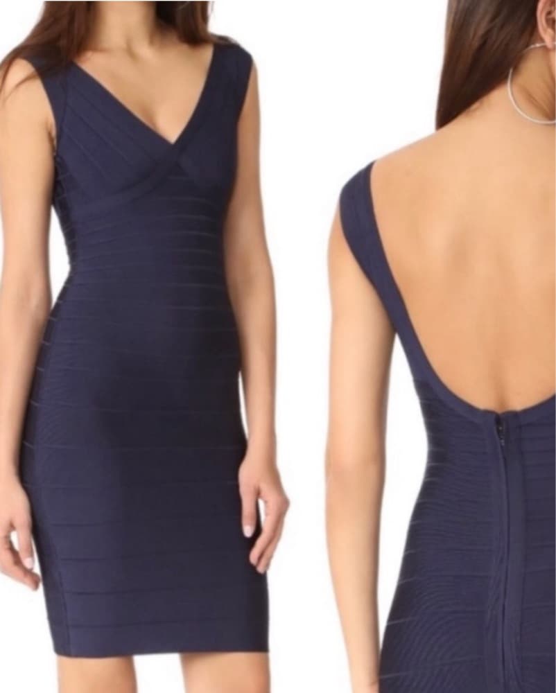 Herve Leger Bandage Dress Navy Blue - Image 1