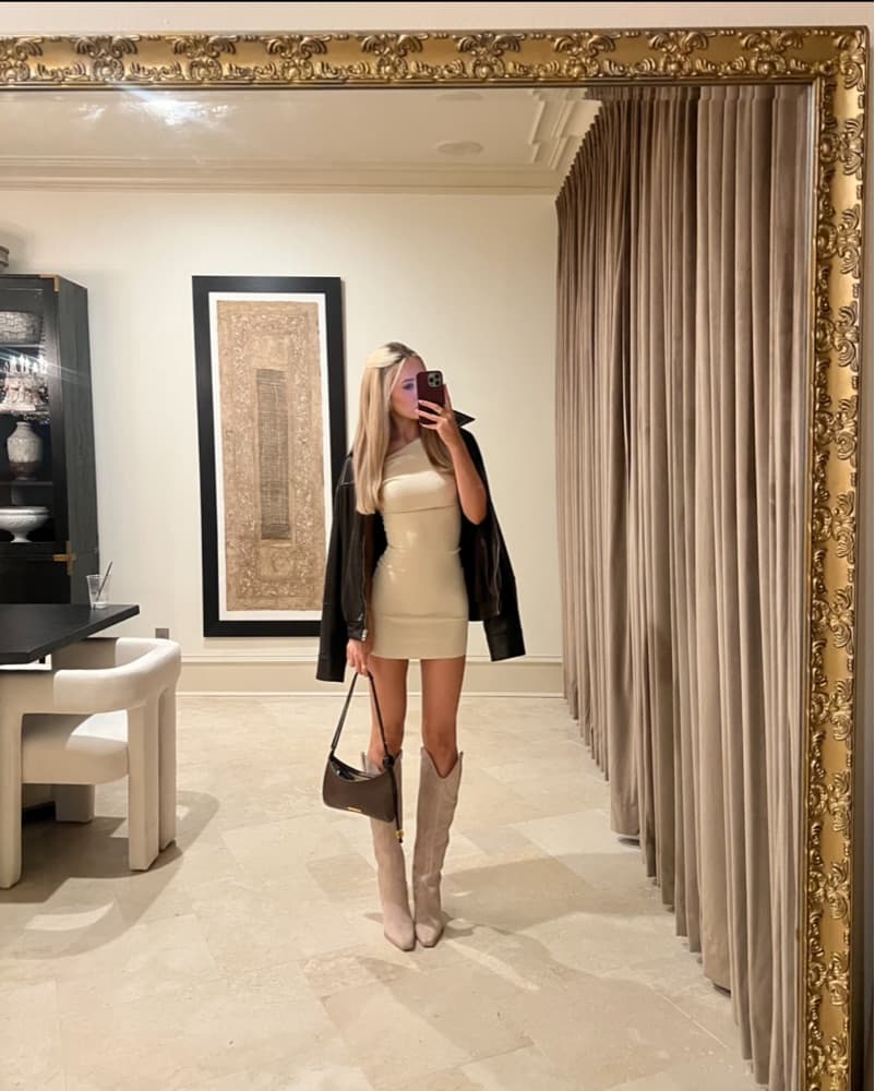 khy white suede off shoulder mini dress - Image 5