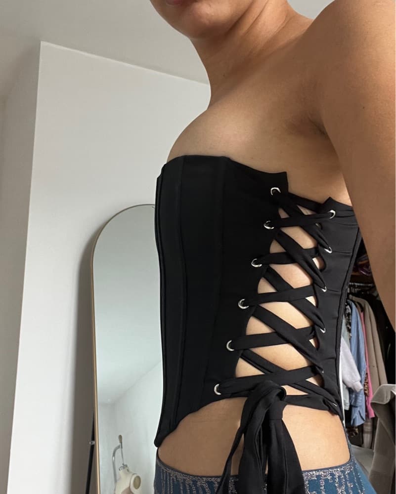 Sleek Side Lace-Up Corset Top - Image 3