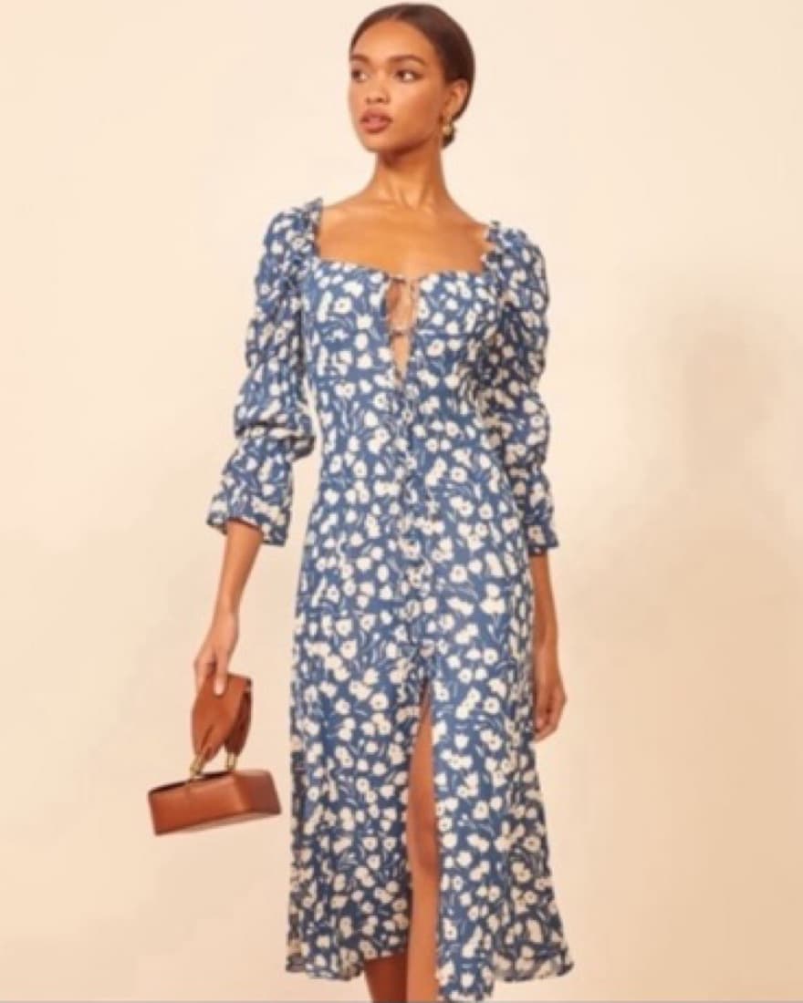 Blue And White Floral Reformation Dress - Image 1