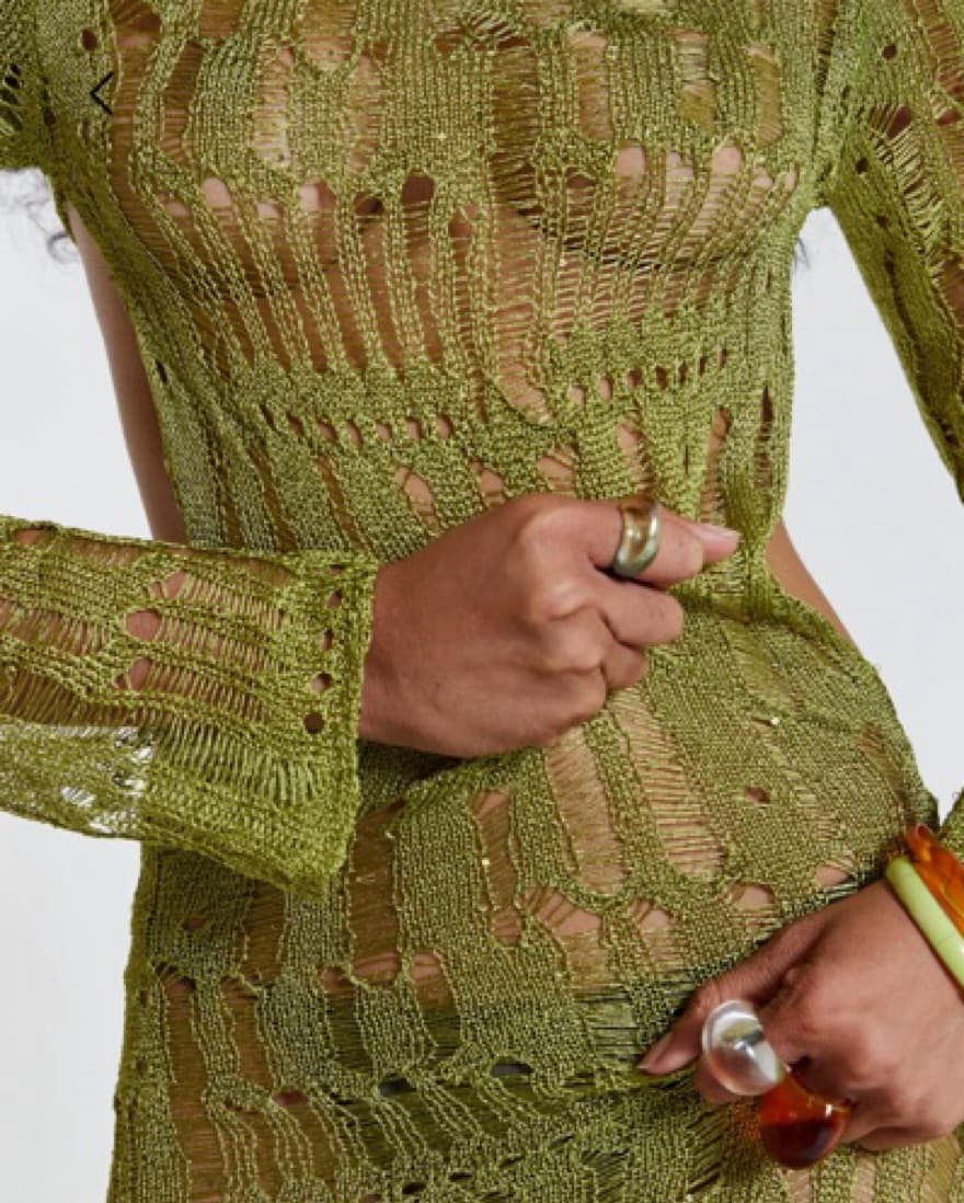  Moss Green Metallic Umbra Maxi Dress - Image 4