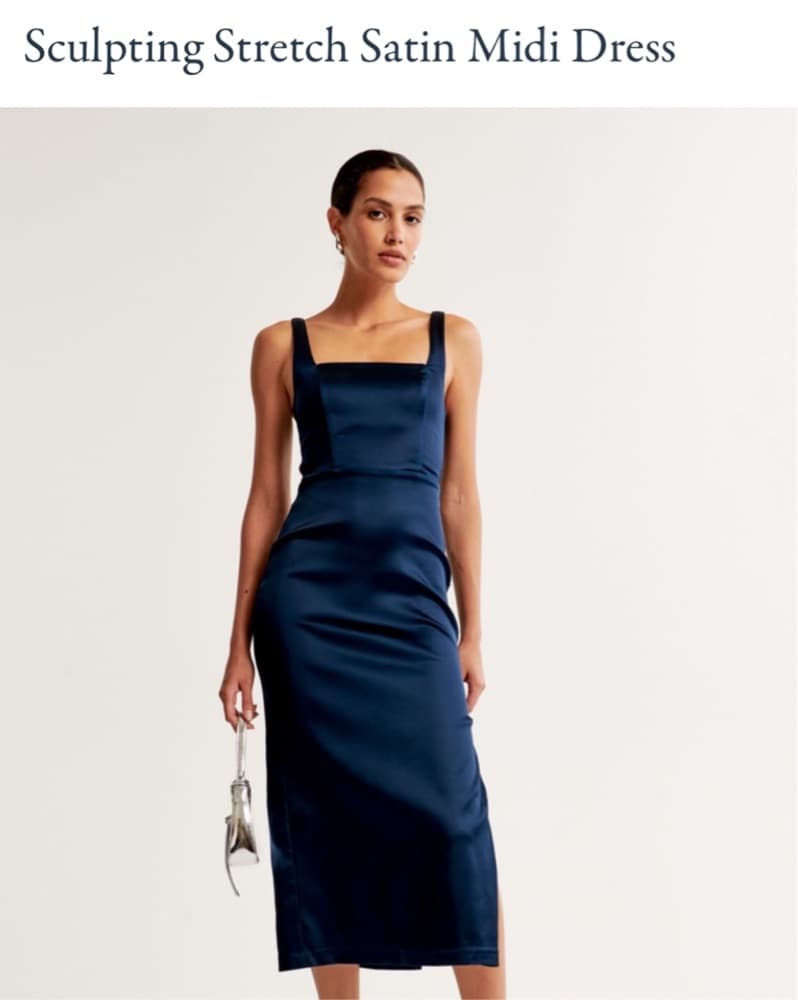A&F Sculpting Stretch Satin Midi Dress - Image 1