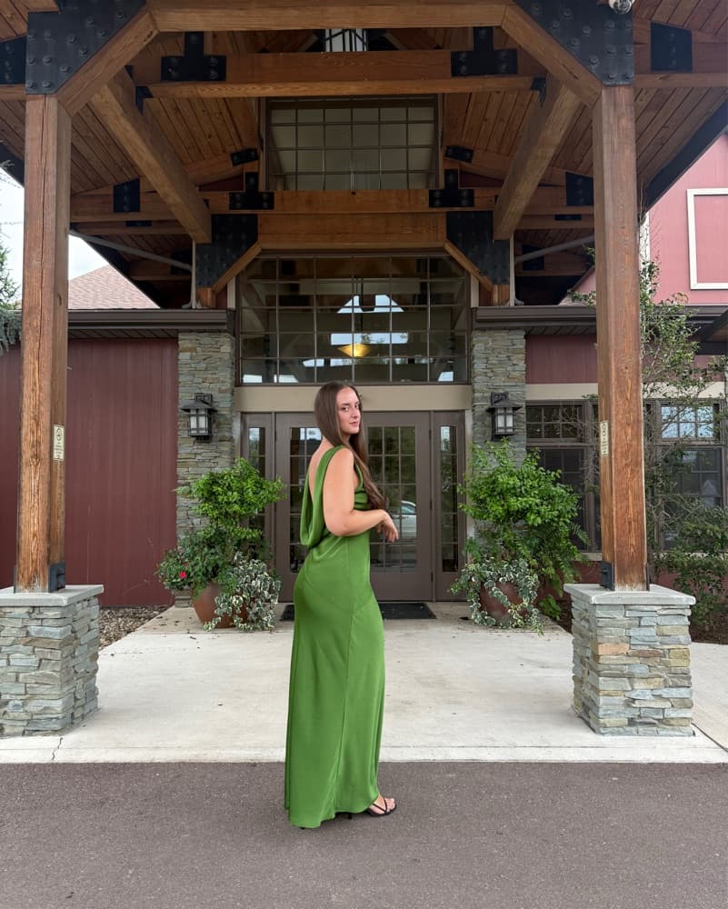Meshki Green Backless Dress - Image 4