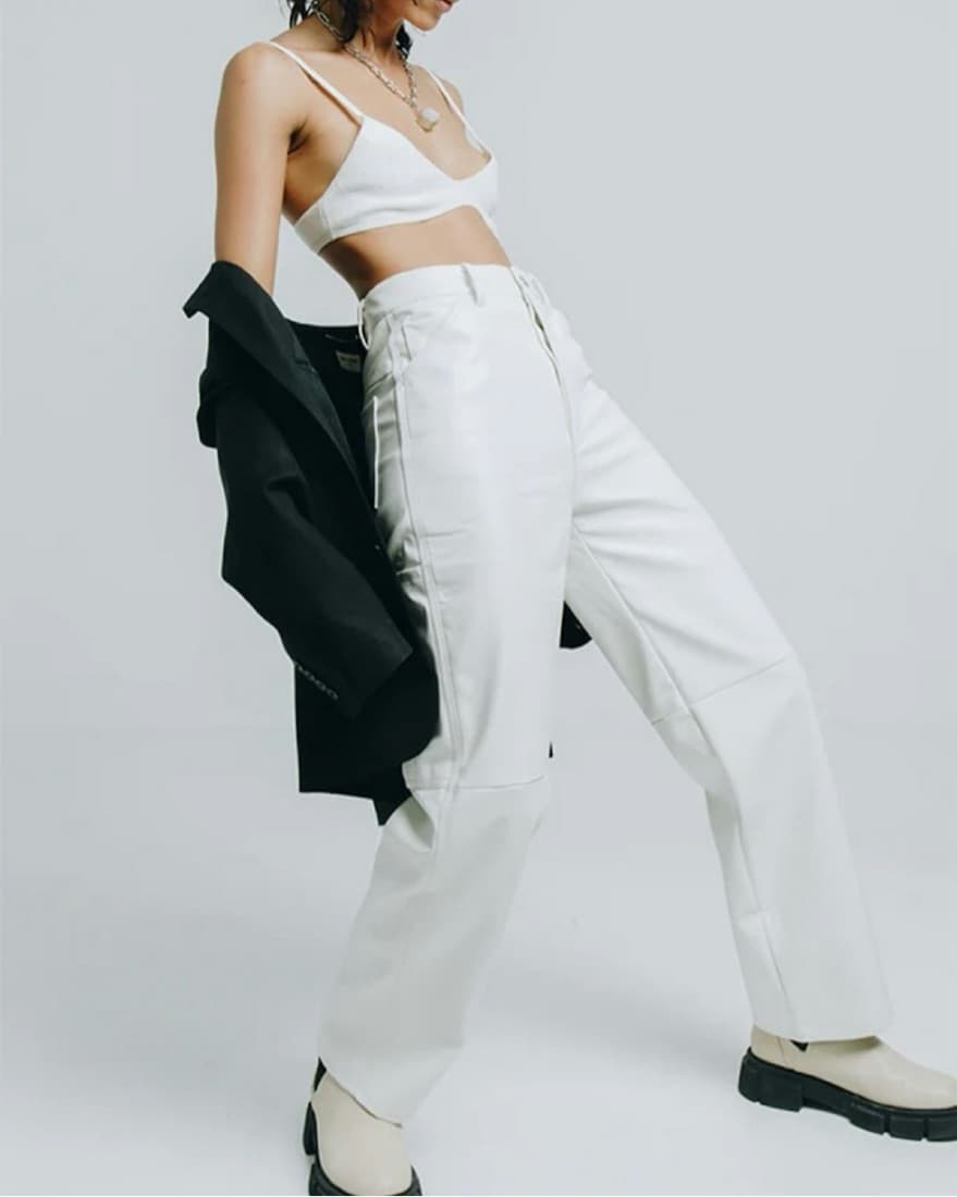 Simonett White Leather Pant - Image 2