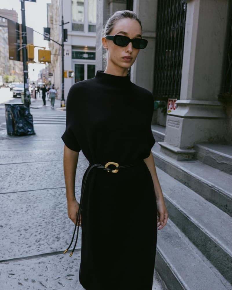 Zara Black Knit Belted Long Dress - Image 3