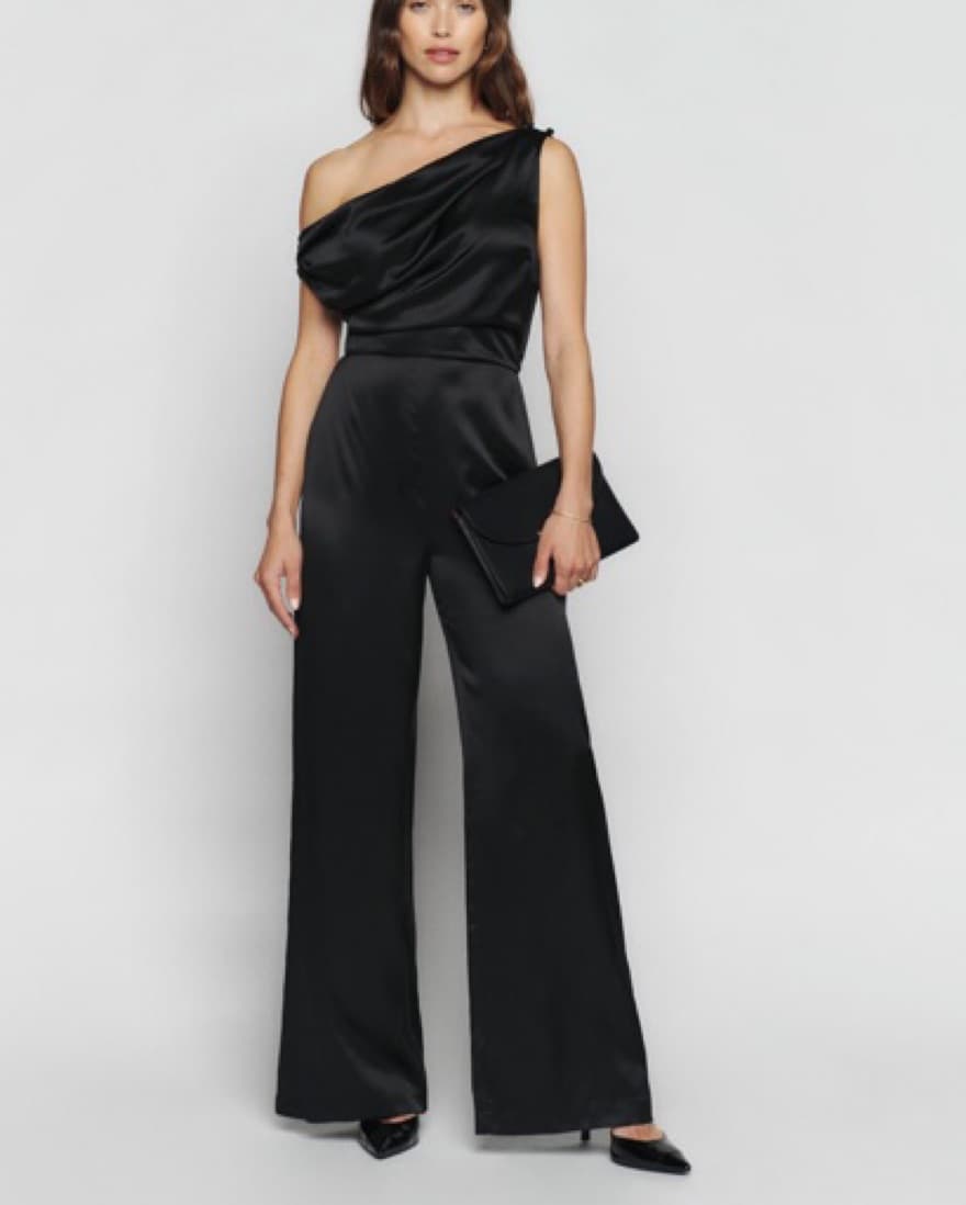 Silk Black Reformation Jumpsuit - Image 1