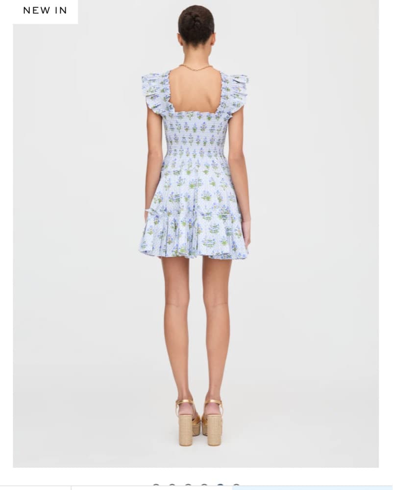 Charlotte Nap Dress In Blue Block Print - Image 4