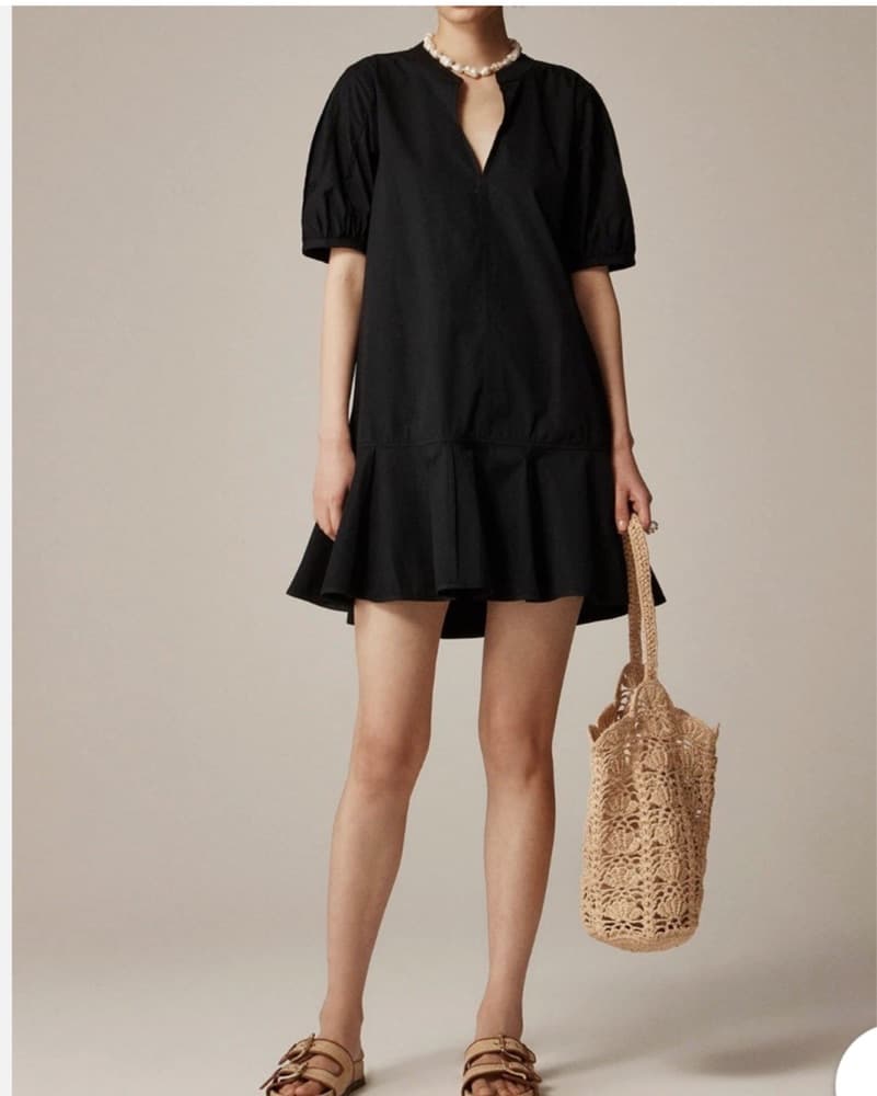 J Crew Delilah Black Cotton Poplin Dress - Image 2