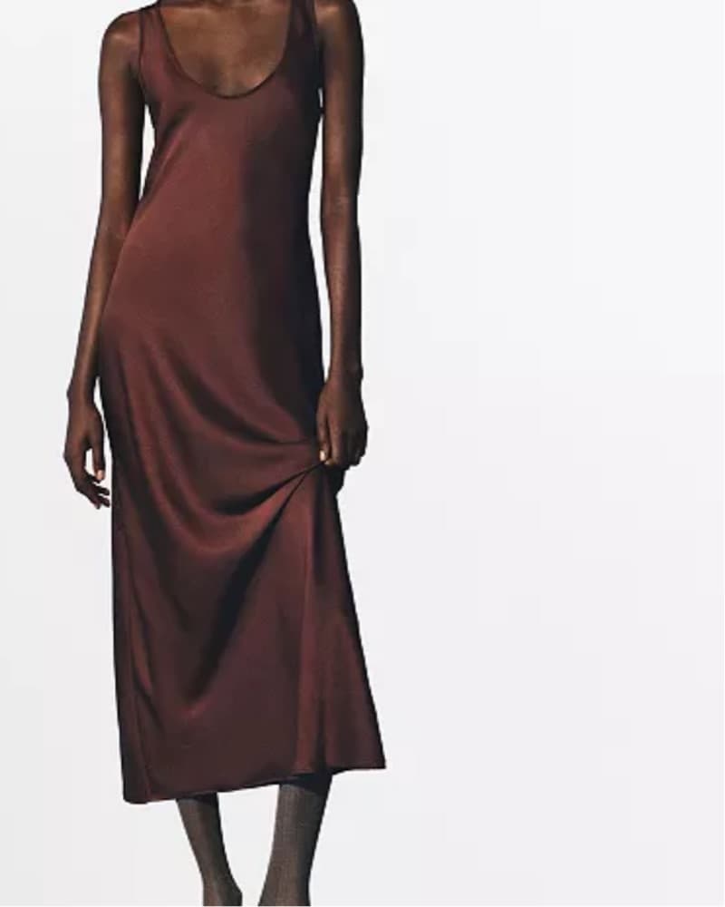 Mango Brown Satin Maxi Dress - Image 2