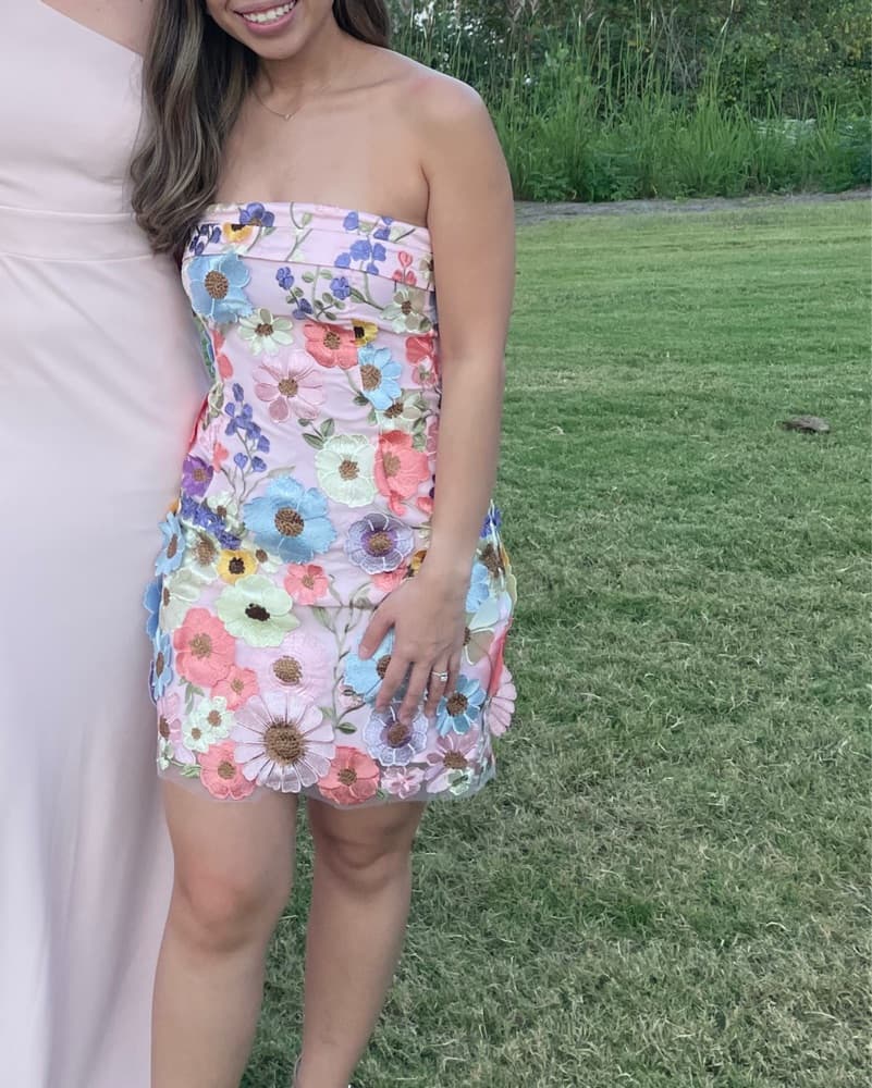 3D Floral Strapless Dress - Image 1