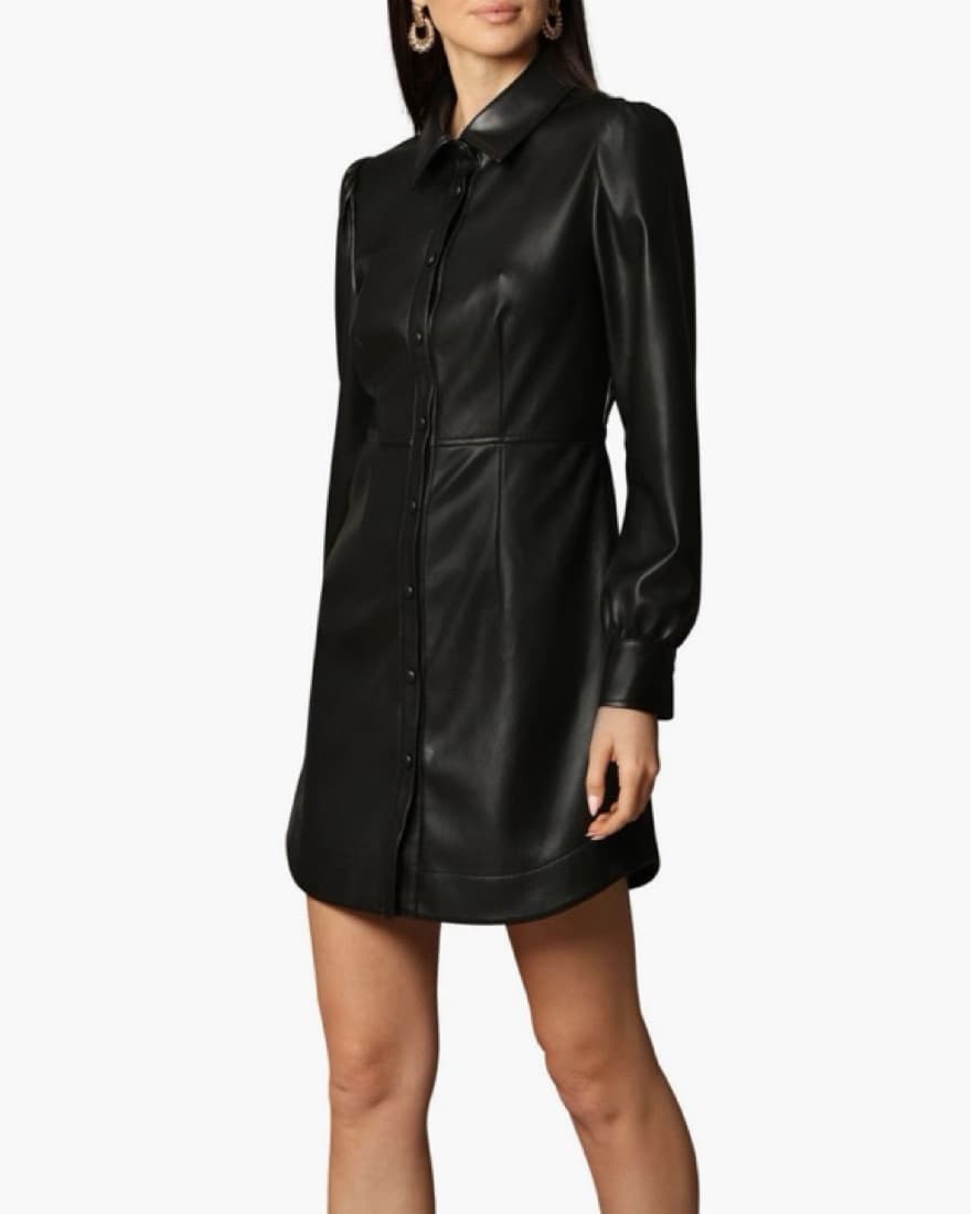 Avec Les Filles Black Faux Leather Dress - Image 3