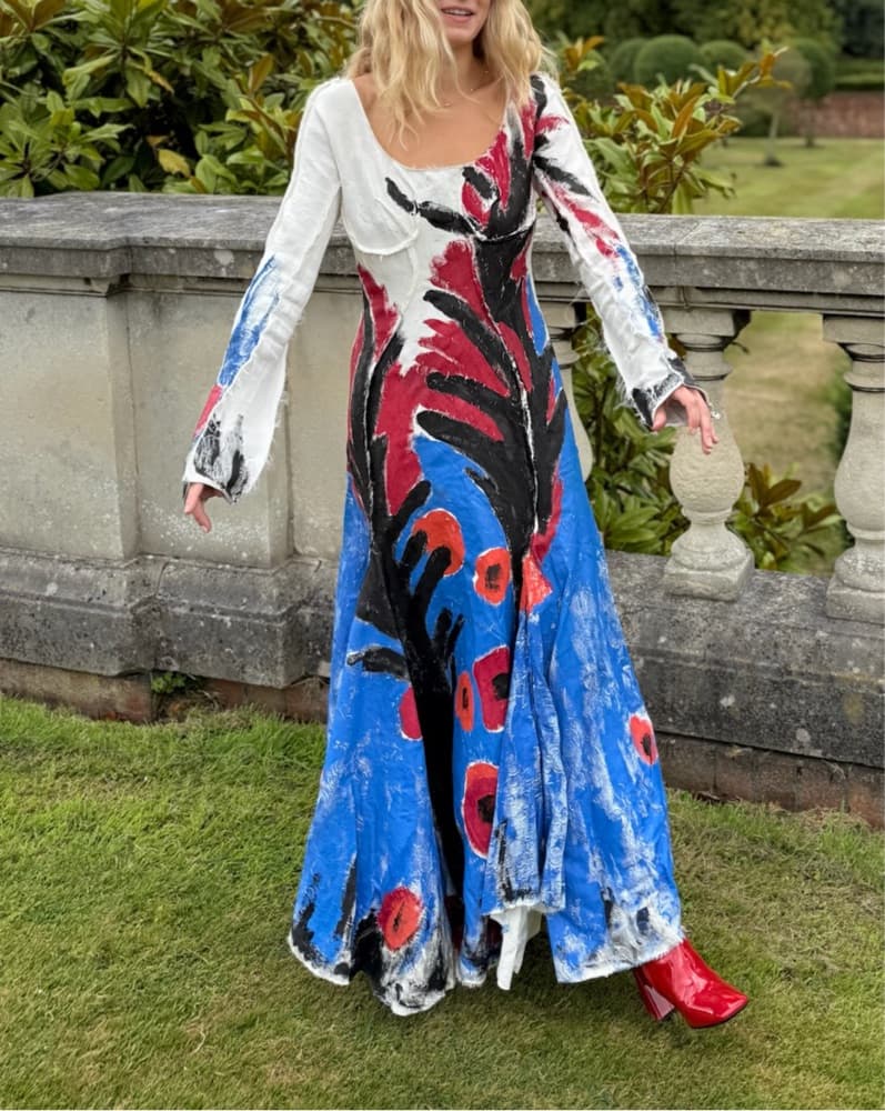 White Floral Handpainted Marni Dress  - Image 4