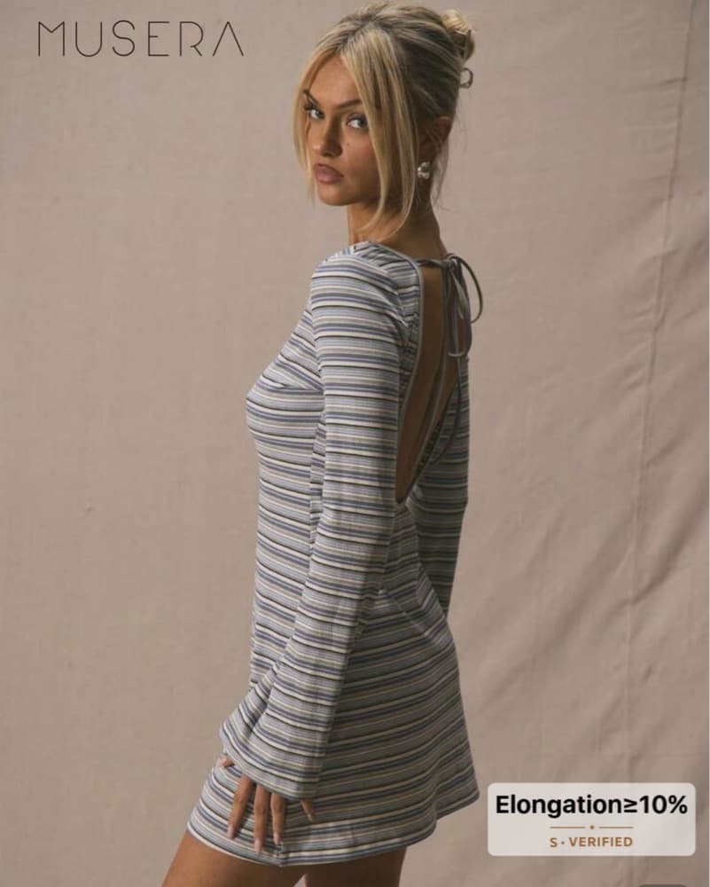Striped Open Back Mini Dress - Image 4