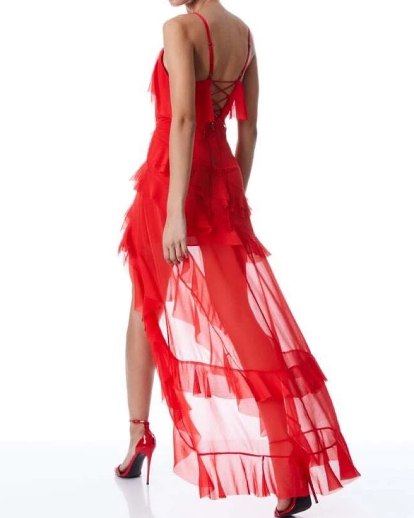 Alice + Olivia Red Ruffle Dress - Image 2