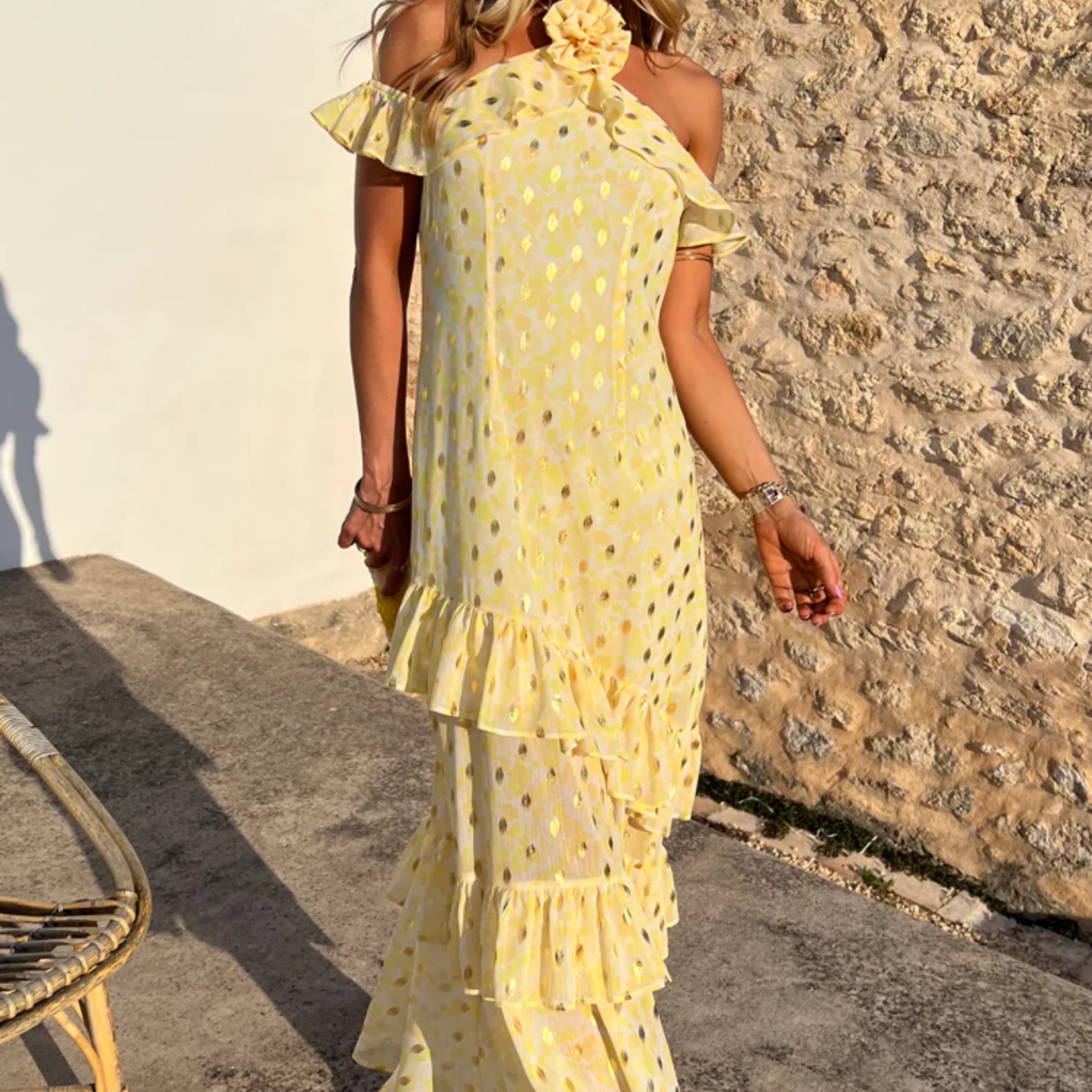 NeverFullyDressed Yellow Floral Dress - Image 1