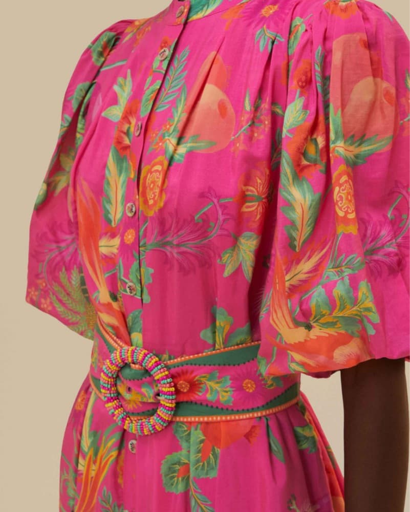Vibrant Floral Puff Sleeve Dress - Image 2