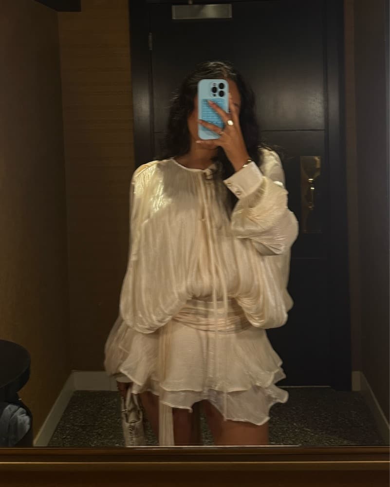 Ethereal Pleated Ivory Dress - Image 4