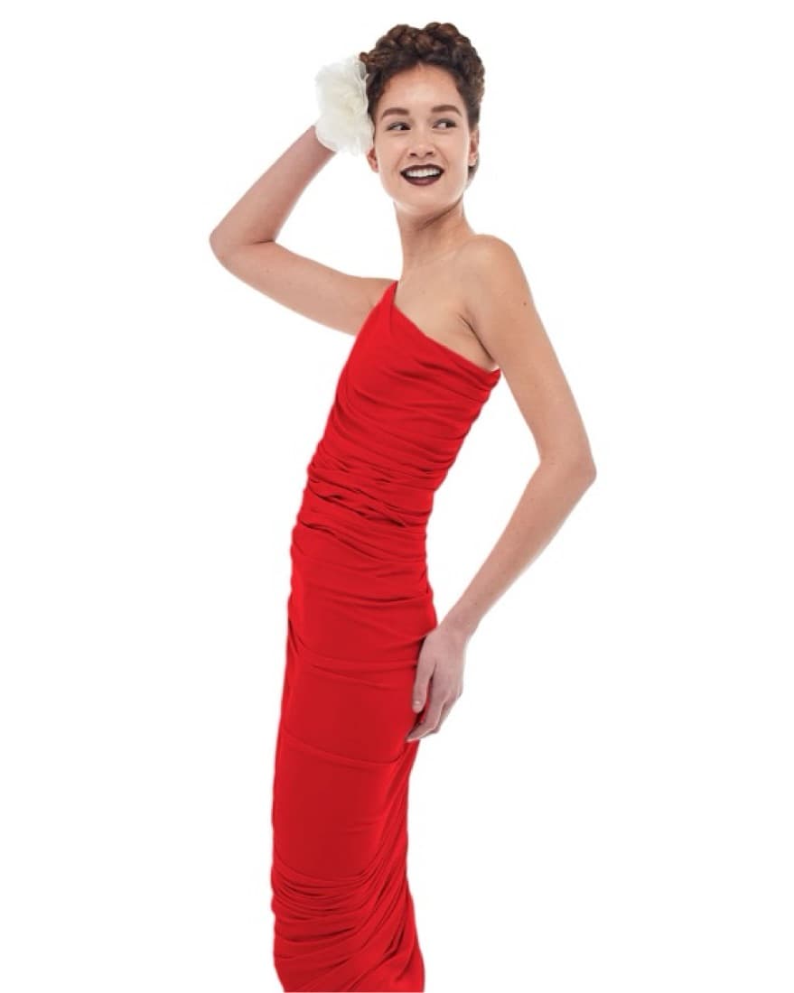 Norma Kamali Diana Dress Tiger Red - Image 2