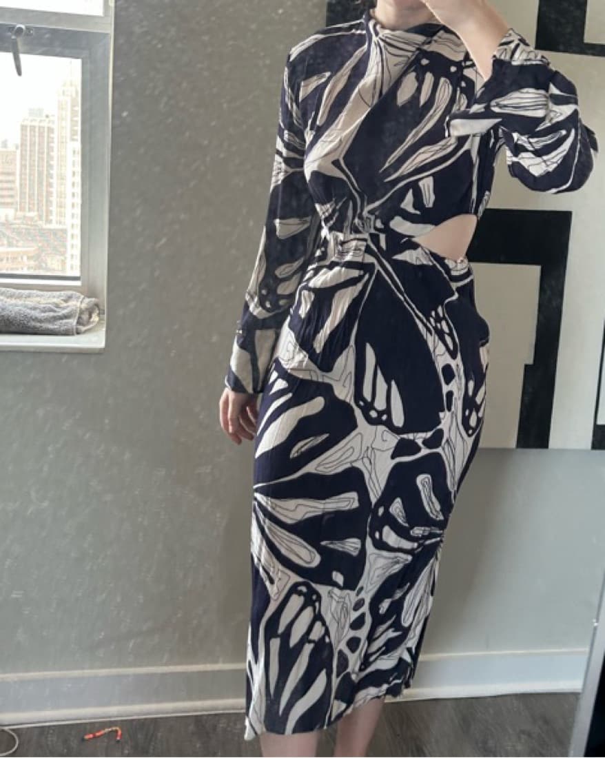 Zara Dark Purple Butterfly Midi Dress - Image 2