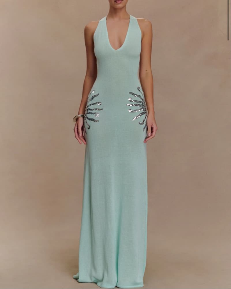 Meshki Knit Maxi Dress With Sequin  - Image 3