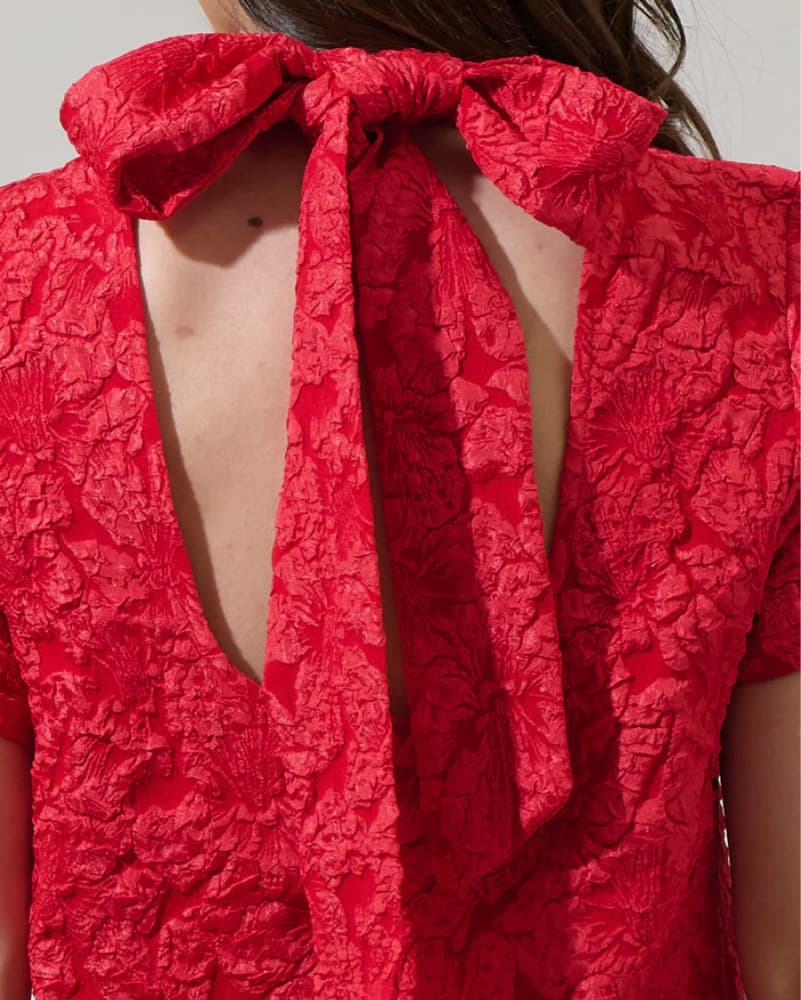 Vibrant Red Lace Dress - Image 5