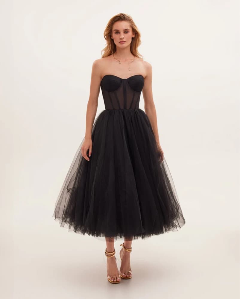 Dramatic Black Tulle Gown-Milla Dress - Image 1