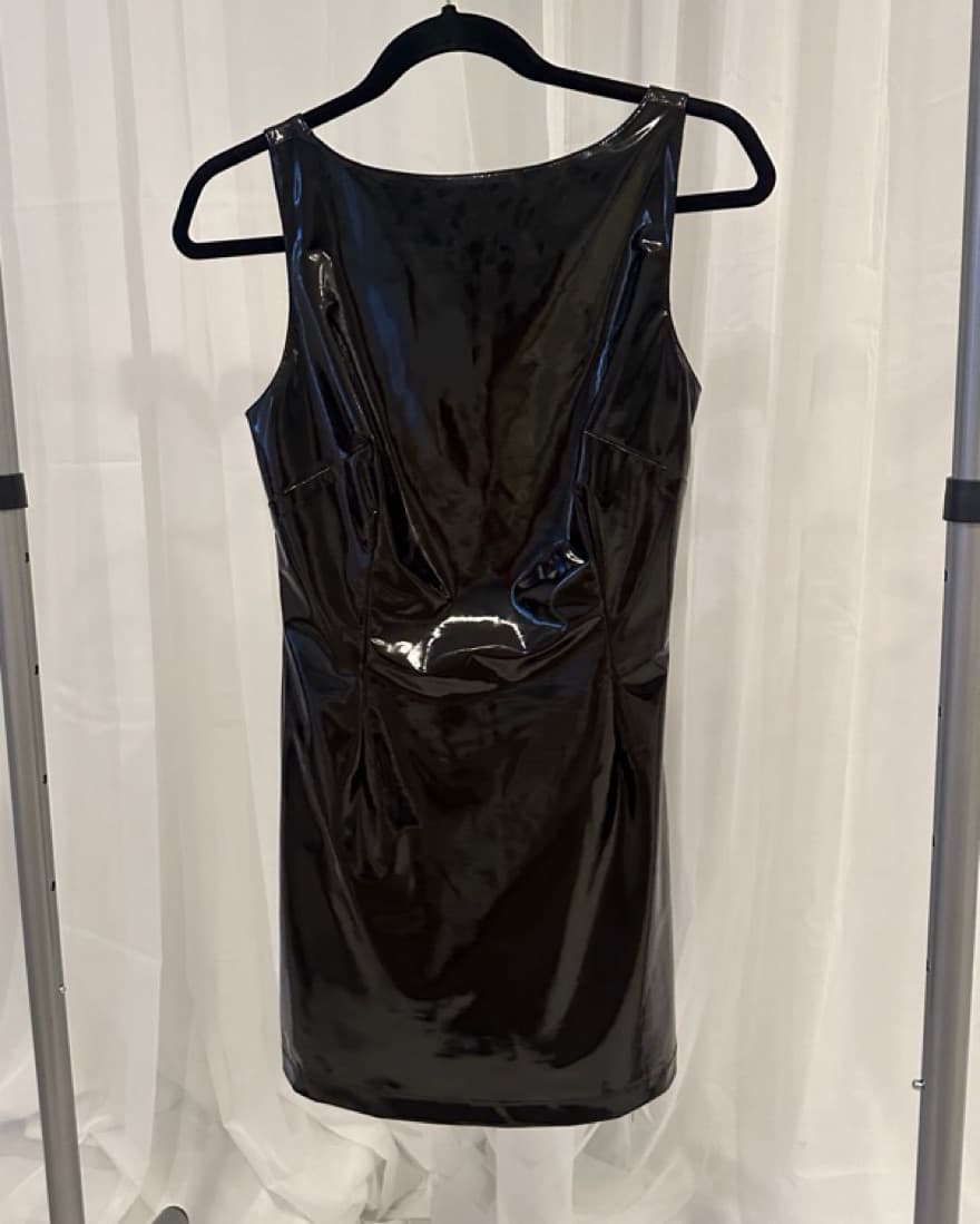 Black Patent Mini Dress - Image 3