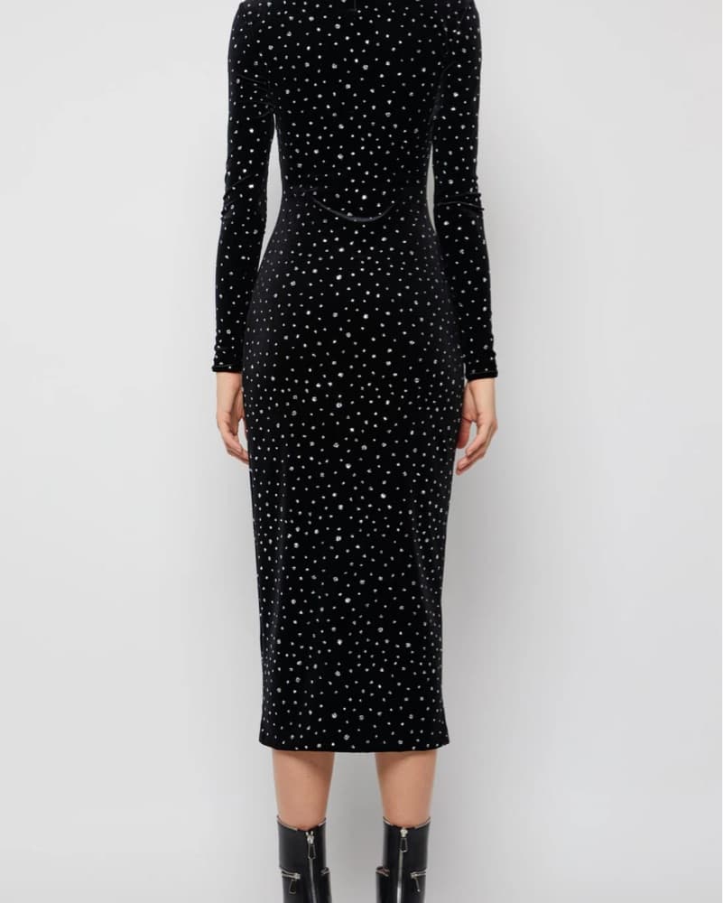 Prabal Gurung Black Velvet Sparkle Dress - Image 3