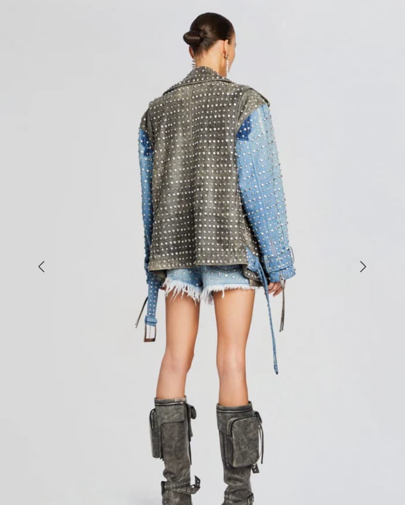 Luxury Studded Moto Jacket – Denim & Lea - Image 4