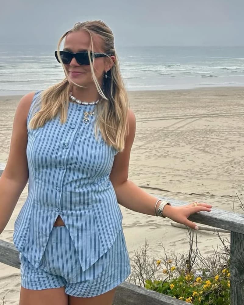 Blue Stripe Short Set  - Image 2