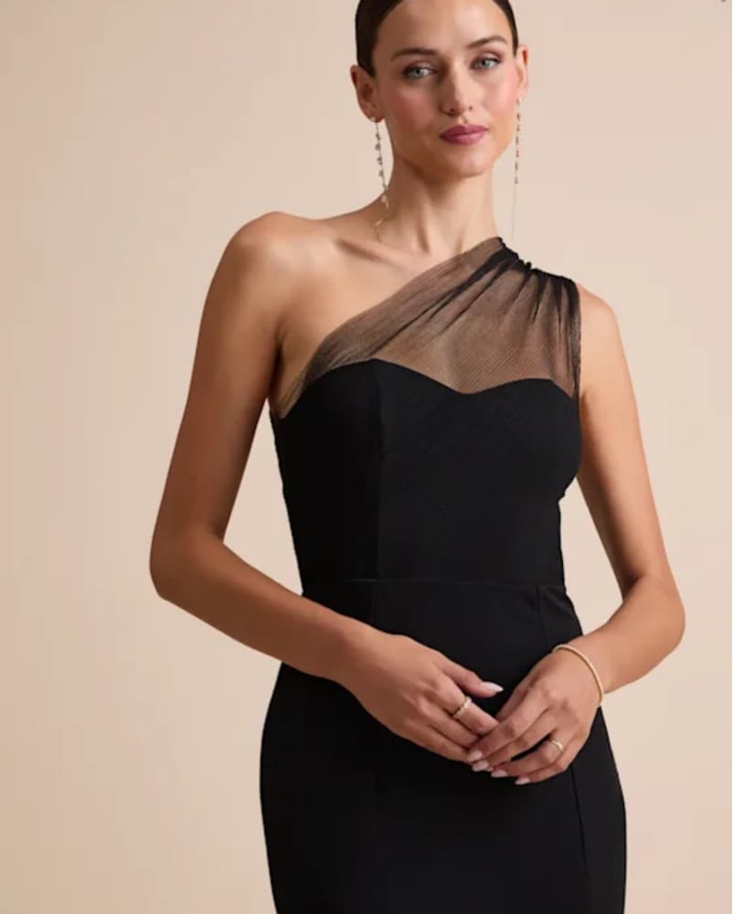 One Shoulder Organza Long Dress - Image 3