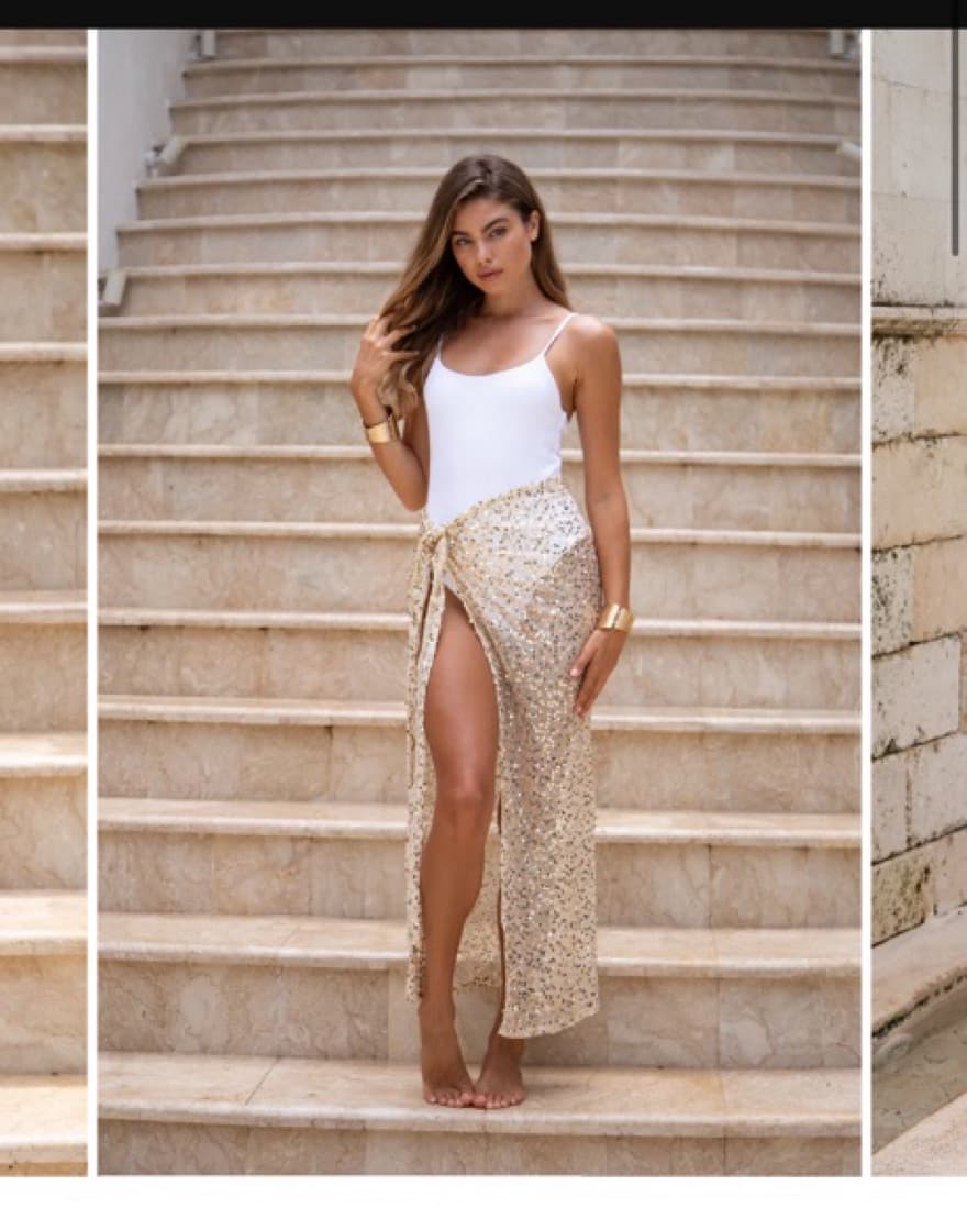 LITORE SEQUIN LONG SARONG GOLD - Image 1