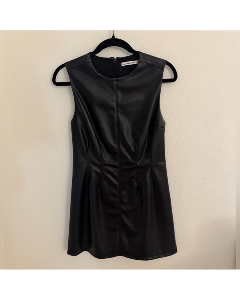 Black Faux Leather Mini Dress in Size XS - Image 2