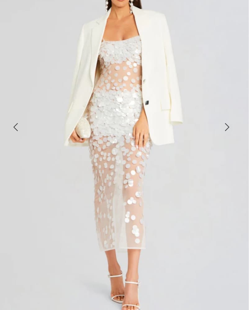 Retrofete Mischa White sequin Dress XS bachelorette  - Image 3