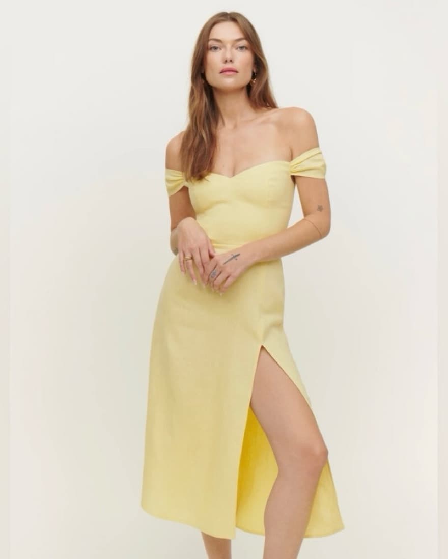 Reformation Bridgton Linen Dress Zest - Image 1