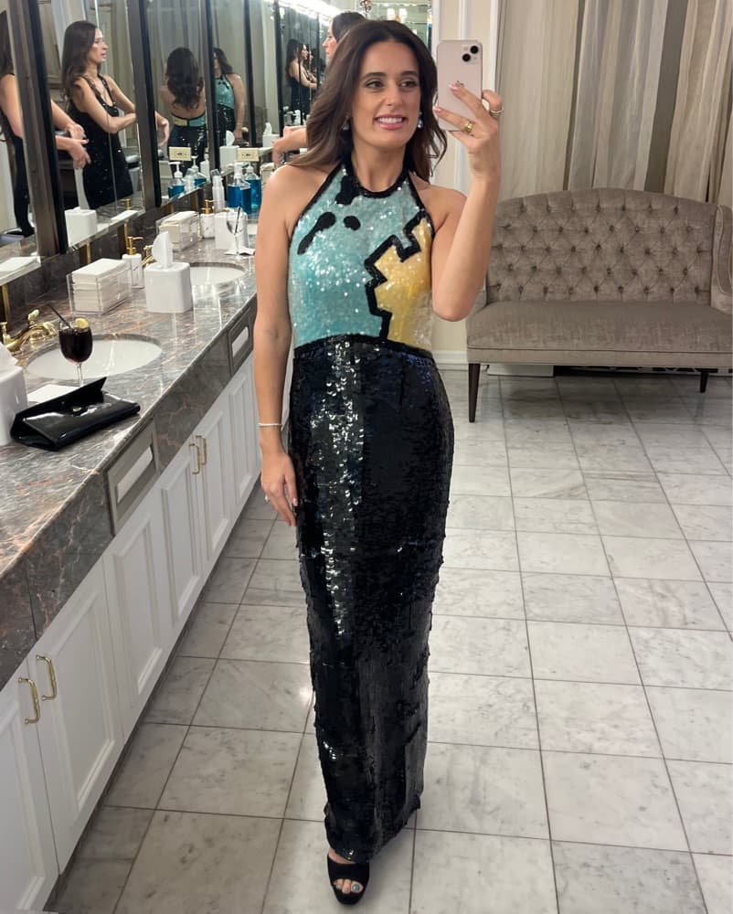 Vintage 1991 Halter Sequin Gown - Image 1
