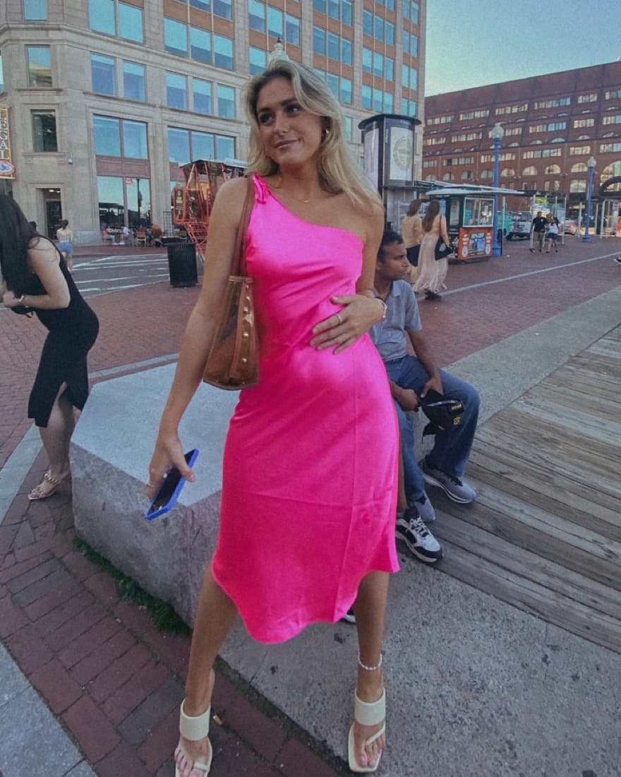 Pink One Shoulder Dress - Image 1