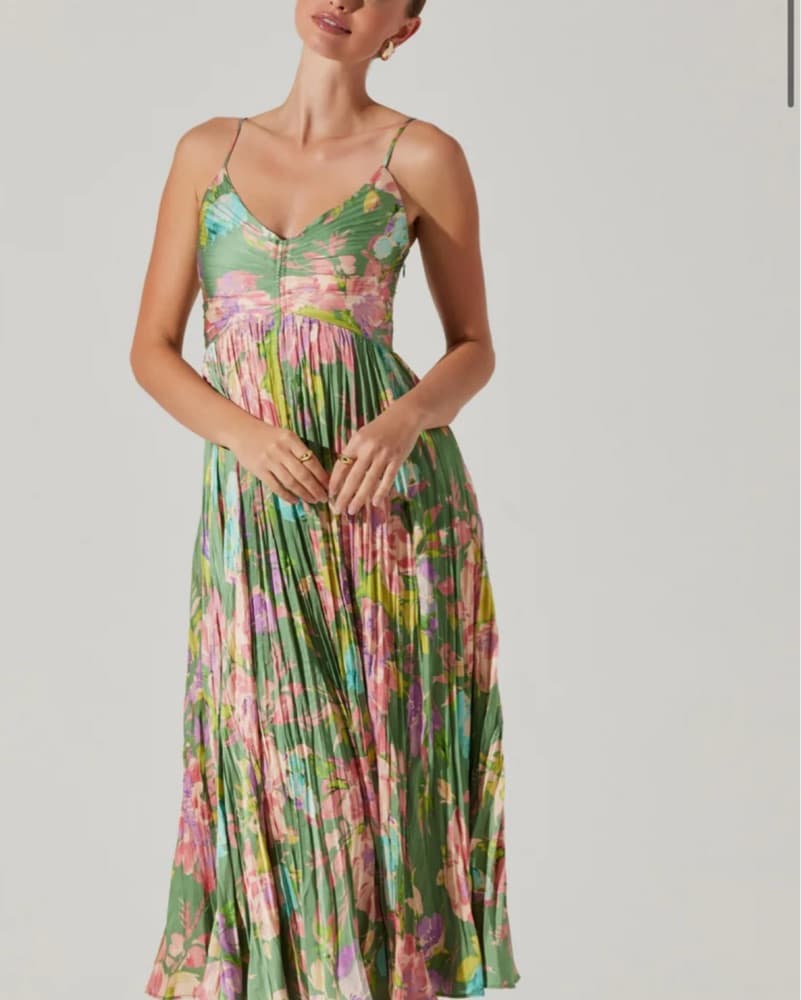 Vibrant Floral Pleated Maxi Dress - Image 3