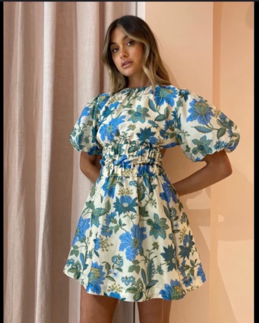 SIR the Label Backless Blue Foral Dress - Image 1