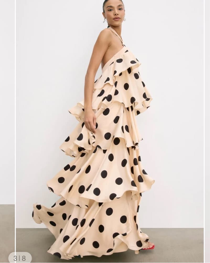 Polka Dot Tiered Ruffle Mac Duggal Dress - Image 1