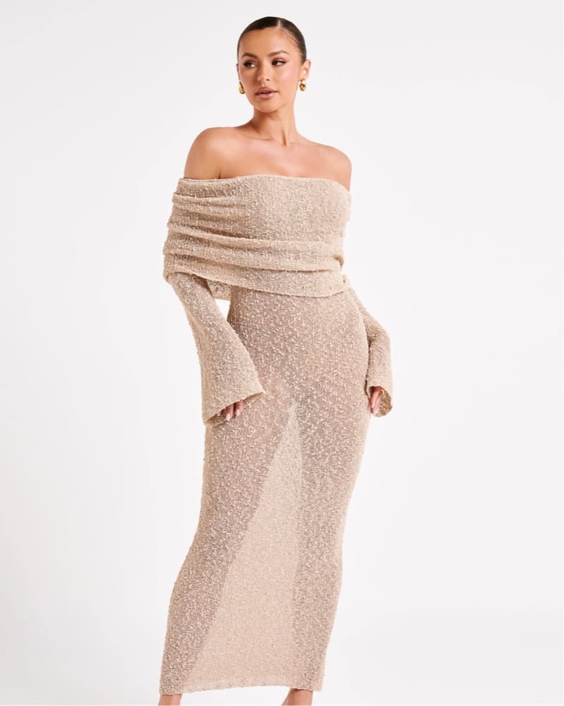 Marisol Off The Shoulder Dress (wheat)  - Image 5