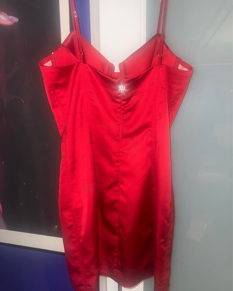 Aniye By Red Satin Mini Dress - Image 3