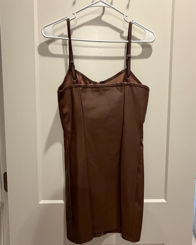 Sleek Faux Leather Dress - Image 4