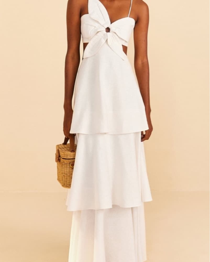 Farm Rio White Flower Maxi Dress - Image 1