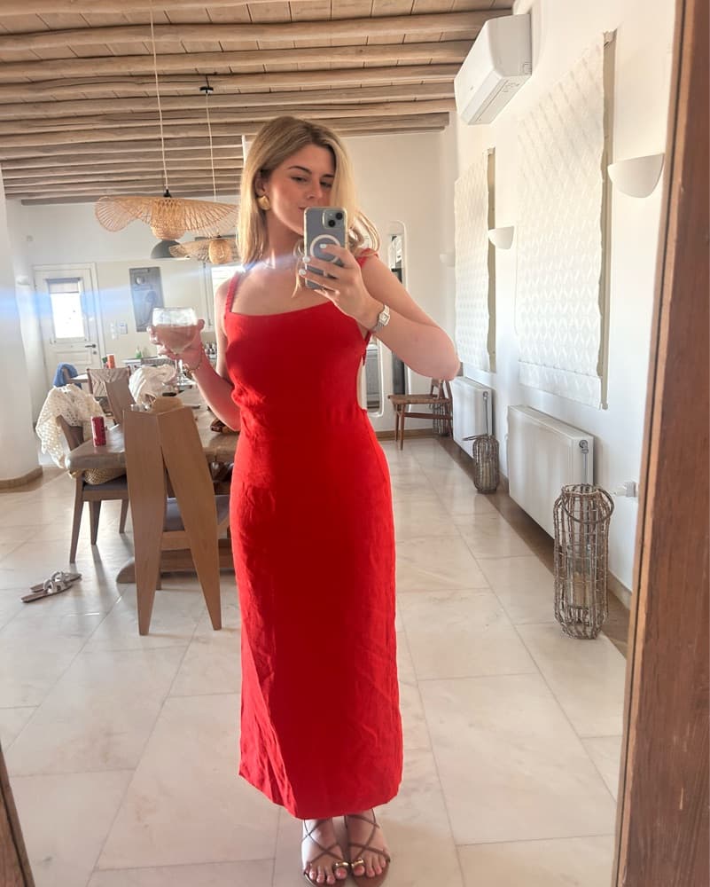 Primrose ruched linen maxi dress - Image 3