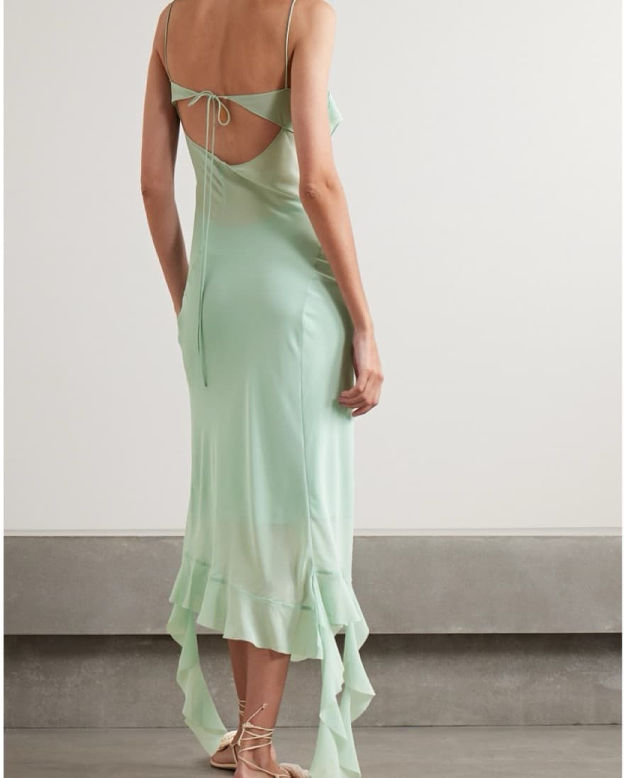 Acne Studios Green Ruffled Midi Dress  - Image 2